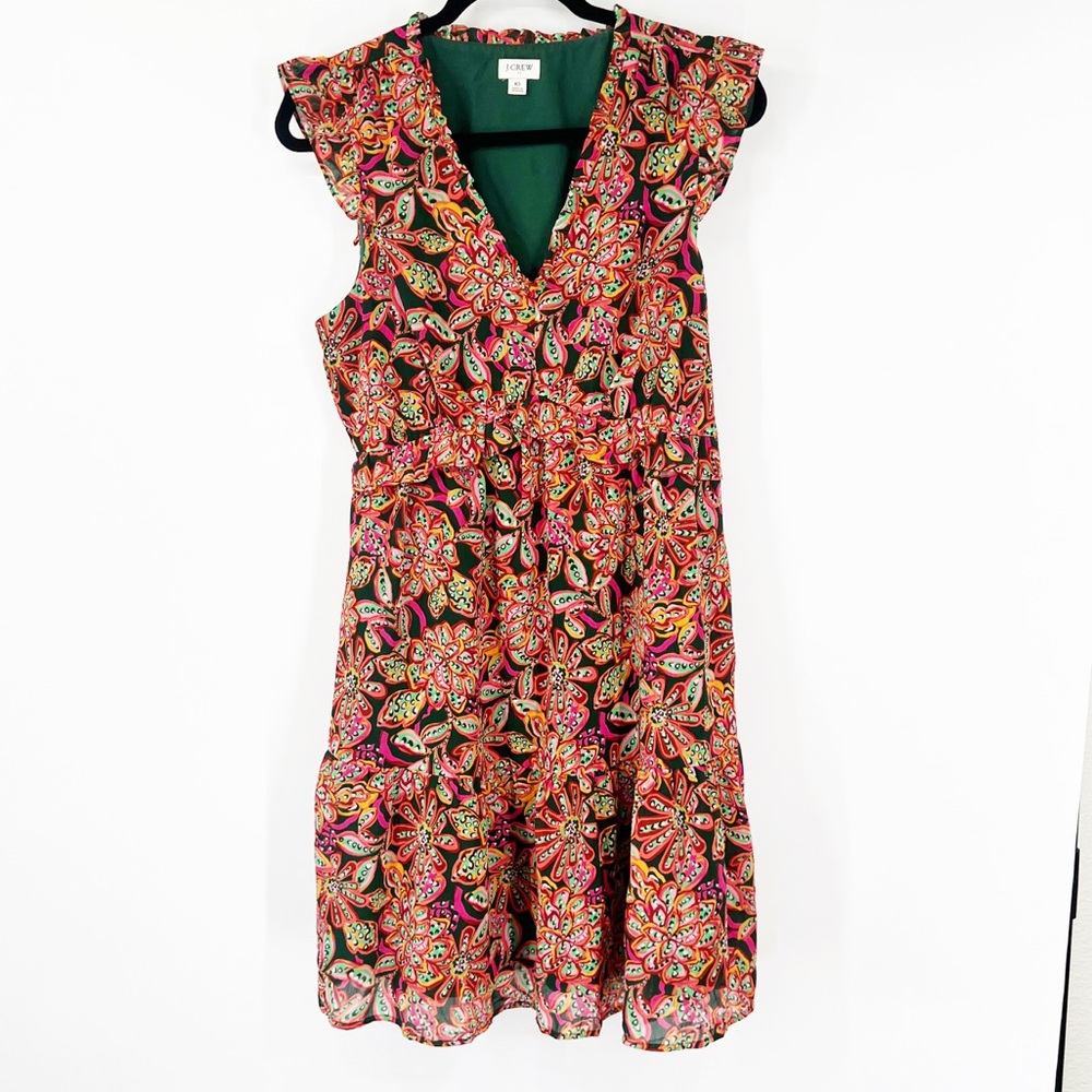 J. Crew Factory Ruffle V-Neck Mini Dress